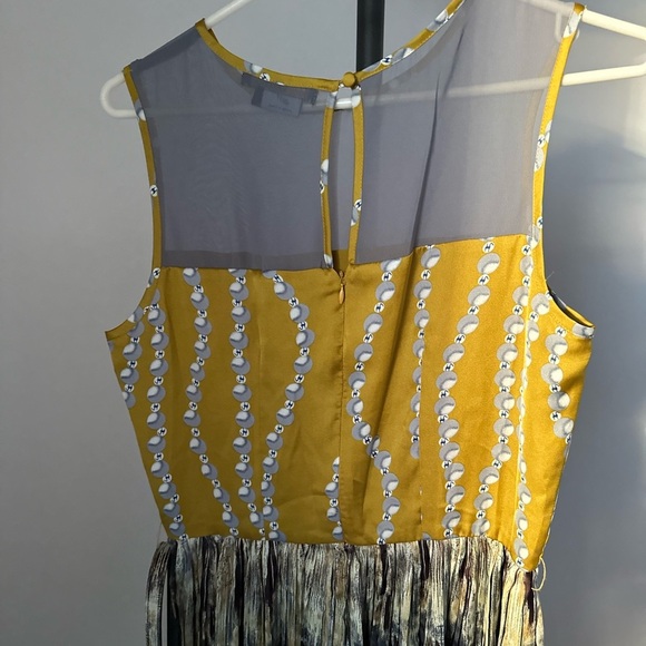 BCBGMaxAzria Yellow and Gray Fringe Mini Dress - Picture 6 of 8